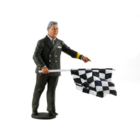 1950-1970's Director of the Course Standing with Checker Flag Figurine for 1/18 by Lemans Miniatures
