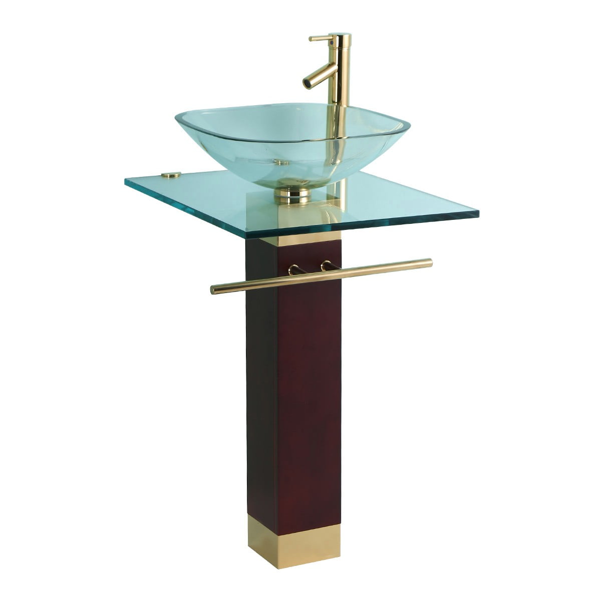 Bohemia 23 5/8" Glass Pedestal Bathroom Sink Gold Brass Accents with
