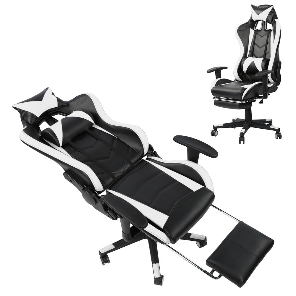 Fdit Gaming Chair with Footrest High-Back PU Leather Office Chair with