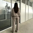 thumbnail image 4 of Sweatsuits 2 Piece Set for Women Half Zip Stand Collar Sweatsuits Long Sleeve Sweatshirt & Straight Leg Pants Sports Casual Winter Tracksuit Camel XXXL, 4 of 5