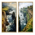 thumbnail image 2 of Designart "Peninsula Cilf Ireland Dingle wall art II" Ireland Framed Wall Art Set Of 2 - Green Landscapes Framed Canvas Set For Living Room Decor, 2 of 7
