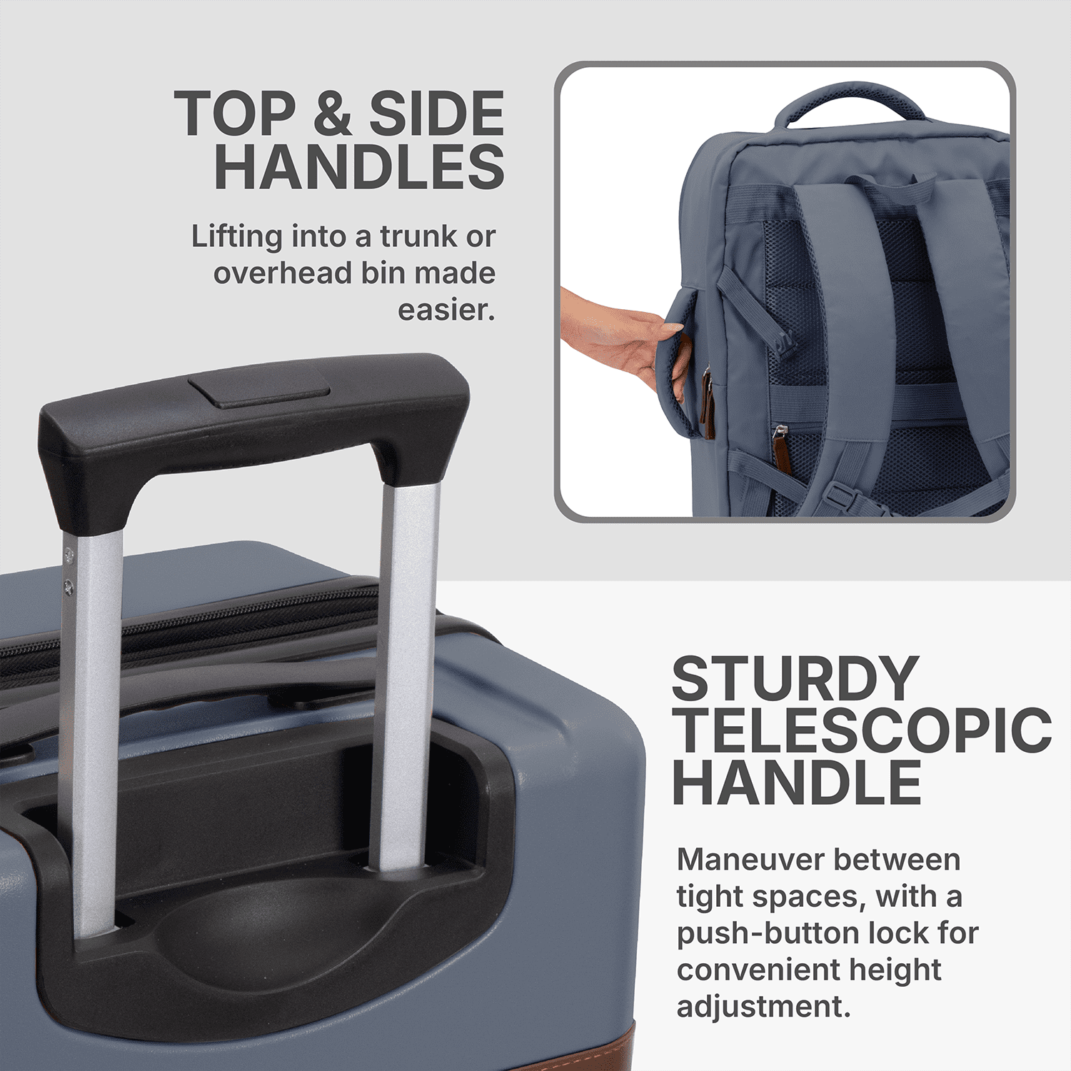 U.S. Traveler 3-Piece Luggage Set with Backpack, 21-Inch Carry-on Hardside Expandable with Spinner Wheels, TSA Lock, 18-Inch Travel Backpack with Laptop Sleeve, 3-Piece Travel Set, Navy