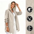thumbnail image 2 of Womens Waterproof Raincoat Lightweight Rain Jacket Trench Coat Hooded Breathable Windbreaker With Pockets for Outdoor Hiking, 2 of 9