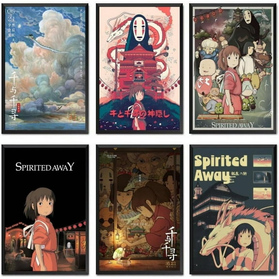 Canvas Spirited Away Poster (Set Of 6) Unframed Classic Anime Poster Canvas Posters 8x12 inch