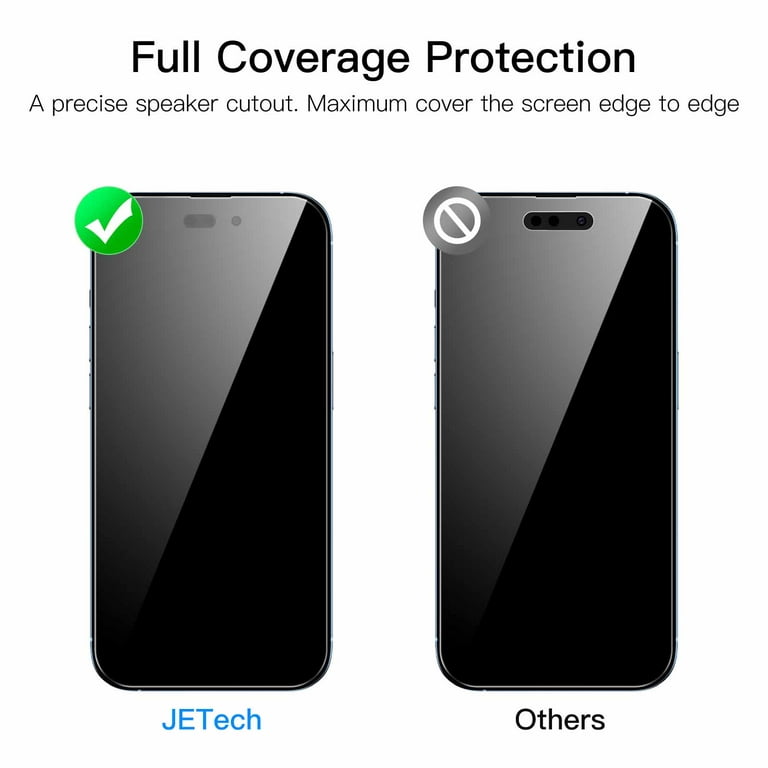 JETech One Touch Install Screen Protector for iPhone 13/13 Pro 6.1-Inch,  Full Coverage Tempered Glass Film, Auto Alignment Tool Kit, HD Clear,  2-Pack 