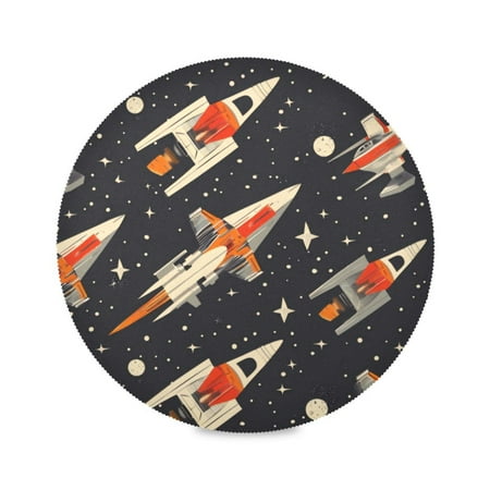 

Round Plate Mat 15.4x15.4 Inchesx4 Placemat Table Mat Kitchen Mat Coffee Mat Fabric Thick Strong Wear-Resistant Heat Resistance Orange Rocket