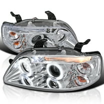 Spec-D Tuning Chrome Projector Headlights Compatible with 2004-2008 Chevy Aveo 4 Door Sedan/ Hatchback, 2004-2006 Chevy Aveo5 4 Door Hatchback, Left Right Pair Headlamps Assembly