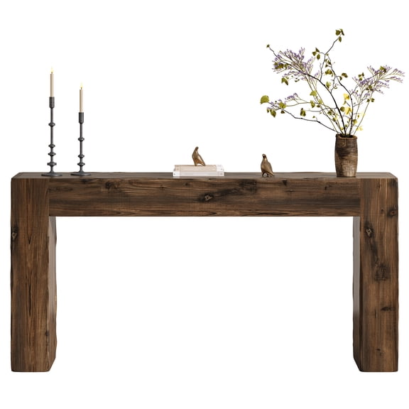 Tribesigns Solid Wood Console Table, 63-Inch Farmhouse Sofa Table Behind Couch for Entryway, Living Room, Foyer, Easy Assembly