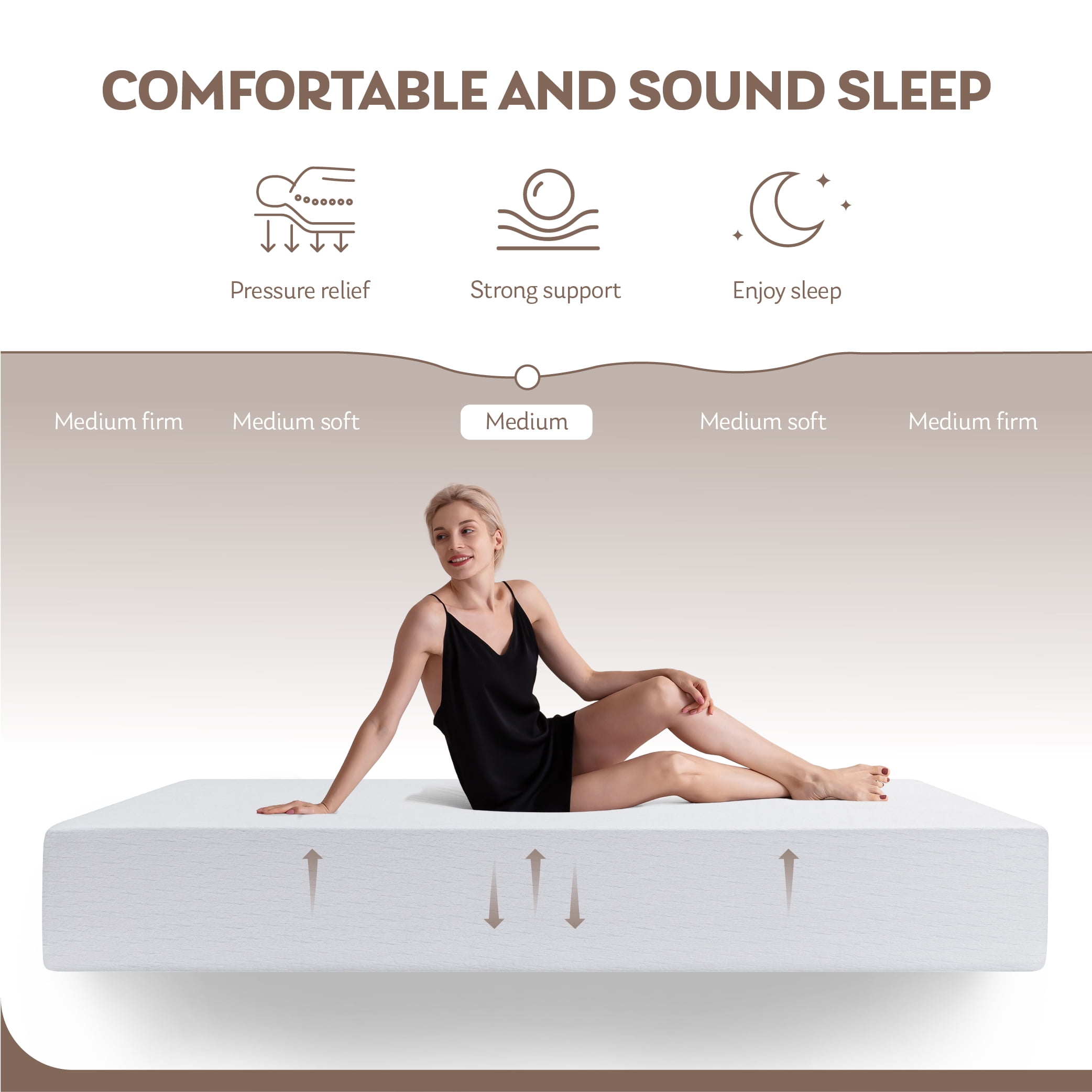 MLILY 10" Tight Top Gel Memory Foam Full Size Mattress, Medium