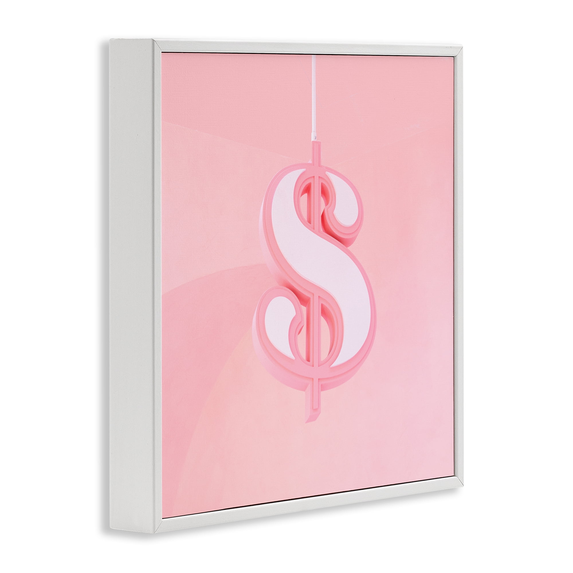 Pink Pastel Dollar Sign White Framed Giclee Art, design by LISH Creative