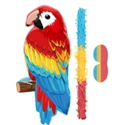 XD5-Small Parrot Piñata Hawaiian Party Supplies Parrot Piñata Bird Toy with Blindfold Stick for Luau Hawaii Summer Rainforest Tropical Pirate Theme Birthday Decorations-5