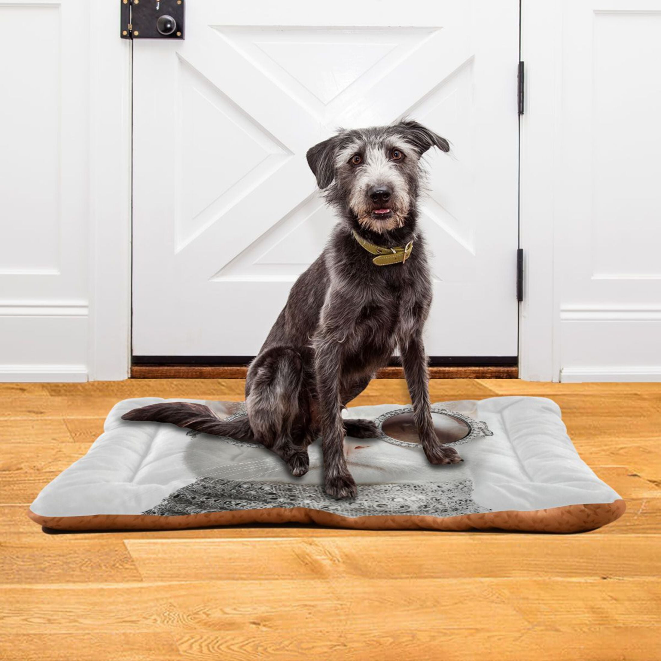 Cozy Mat Pet Bed Indoor Outdoor Warm Soft For Cat Dog Puppy(S/M) Silver Scarf