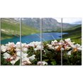 thumbnail image 2 of Montagnes Lac avec Fleurs Blanches - Grande Impression sur Toile, 2 of 3