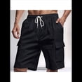 thumbnail image 4 of Pantalones Cortos Cargo para Hombre, Modernos, con Cordón Ajustable, Cintura Elástica, Informales, con Múltiples Bolsillos, para Entrenamiento, Deportes Al Aire Libre. Negro M, 4 of 9