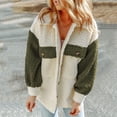 thumbnail image 2 of Olyvenn Women's Winter Coats Color Block Lapel Button Down Fleece Sherpa Jacket Casual Trendy Warm Outerwear Army Green XXL, 2 of 9