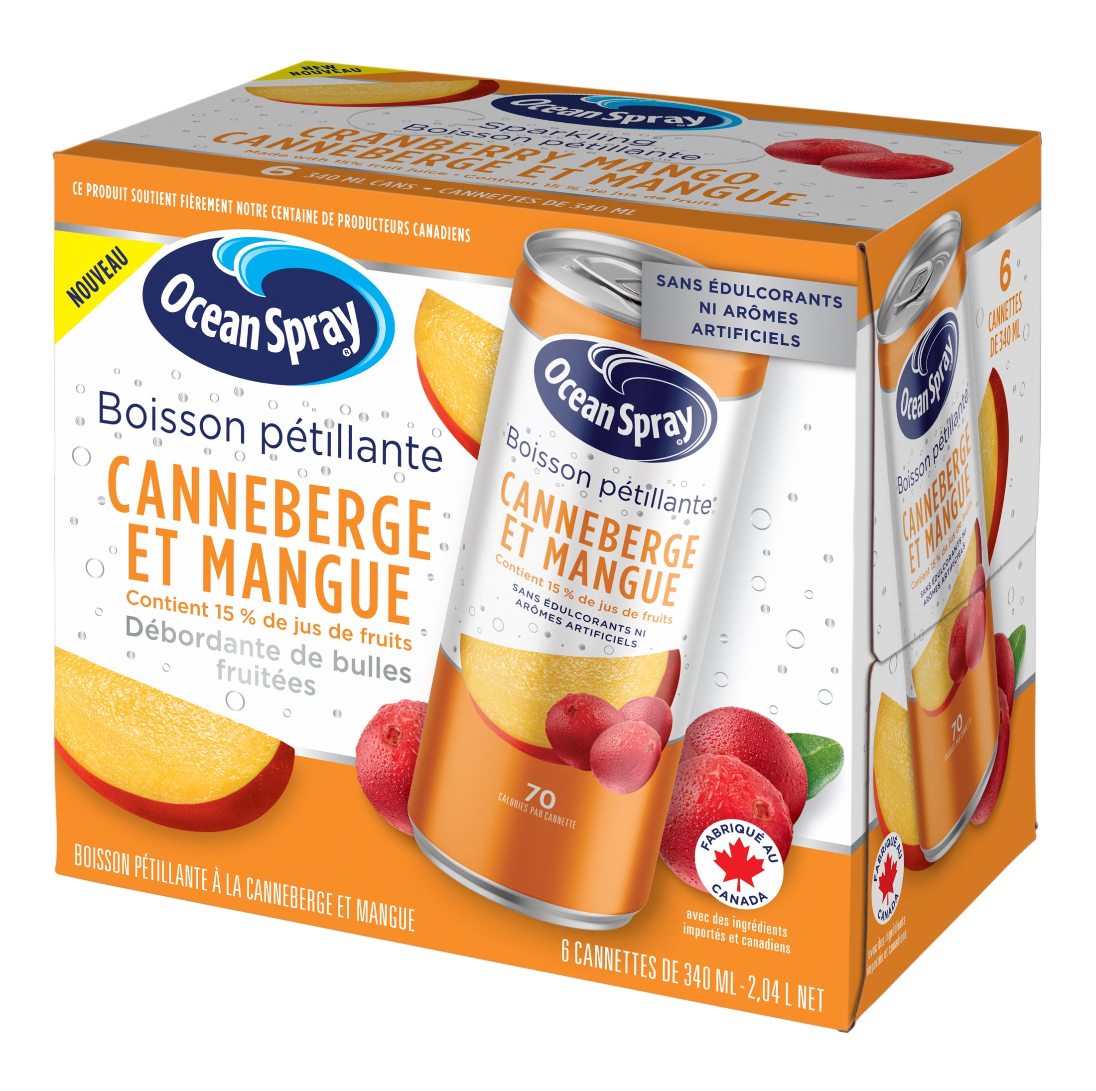 Ocean Spray Sparkling Cranberry Mango 6PK, OSI SPRK CRANMAN 6PK