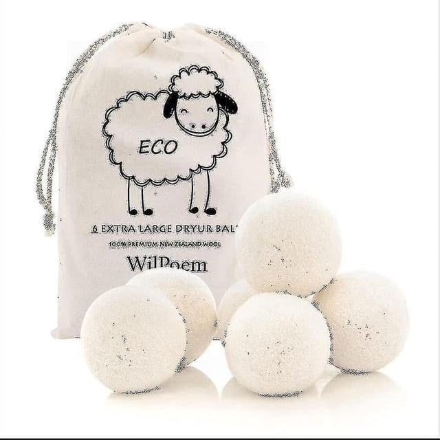 Bolas de lana para secadora, paquete de 8, bolas para secadora, reutilizables, reducen las arrugas de la ropa, suavizante de telas sin químicos, se seca de manera más uniforme