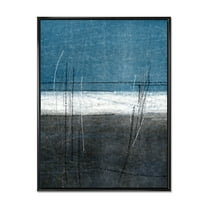 Designart 'Grey Meet Teal Abstract Art' Modern Framed Canvas Wall Art Print