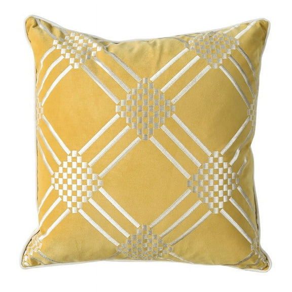 Furniture of America Creighton Fabric Throw Pillow in Yellow (Set of 2)