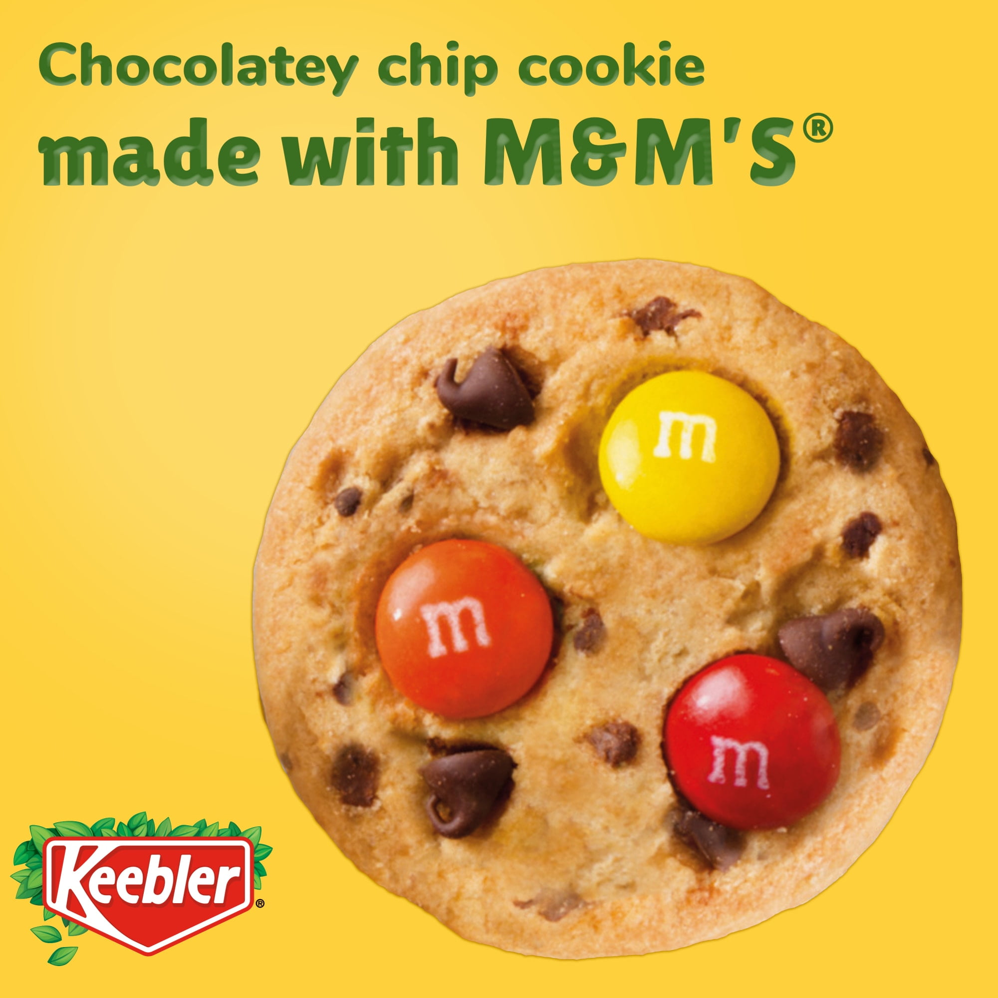Keebler Chips Deluxe Cookies Made with M&M’s, Family Size, 14.6 oz, 27 Cookies (Pack of 6)