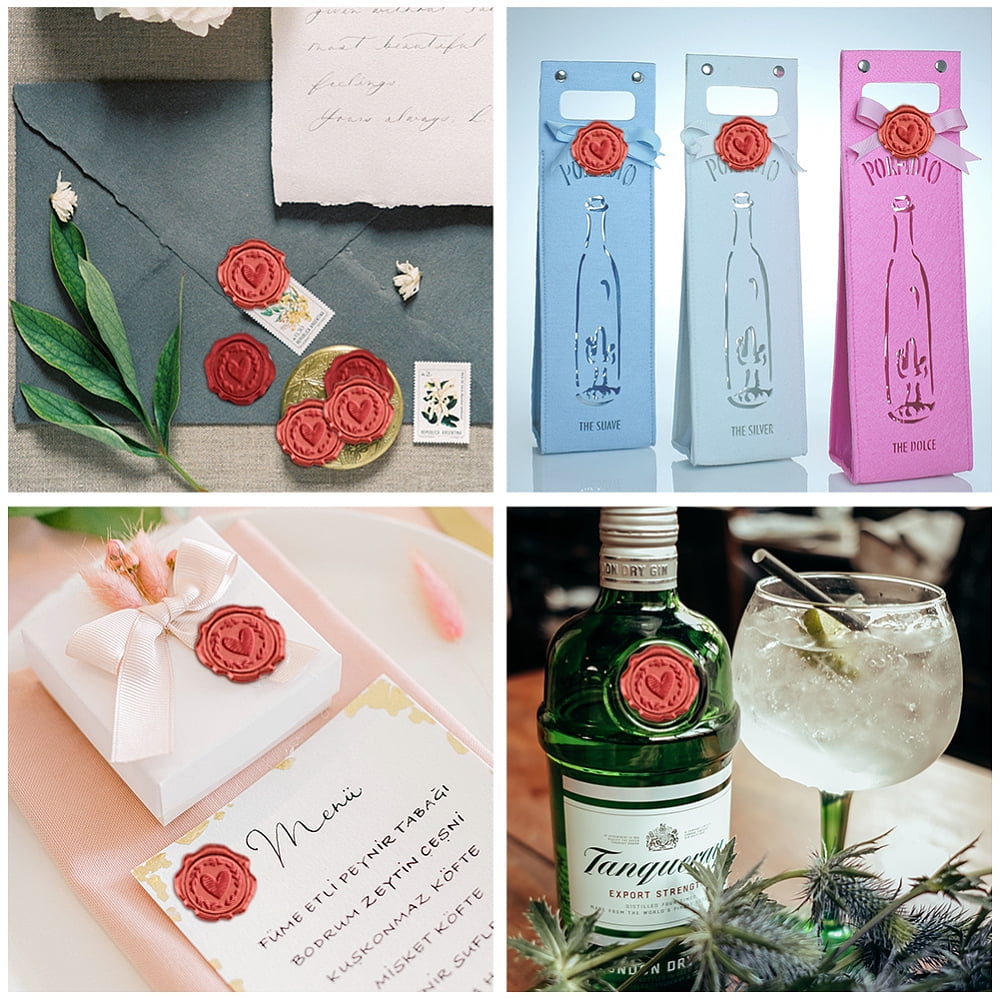 50Pcs Doodle Hearts Wreath Wax Seal Stickers Envelope Seal Stickers Wedding Invitation Envelope Seals Self Adhesive Stickers