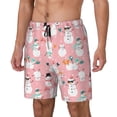 thumbnail image 1 of Fotbe Cute Pink Snowman Cat Traje de Baño para Hombre – Shorts de Natación de Secado Rápido con Forro y Bolsillos-Medium, 1 of 6