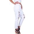 thumbnail image 2 of BodiLover, Women's, High Waist Ripped Five Pockets Boyfriend Mom Denim Jeans, White, 3, 2 of 3