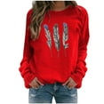 thumbnail image 3 of ZKCCNUK Women's 2025 Autumn Winter Casual Crewneck Feather Sweatshirt Long Sleeve Loose Pullover Tops, 3 of 4