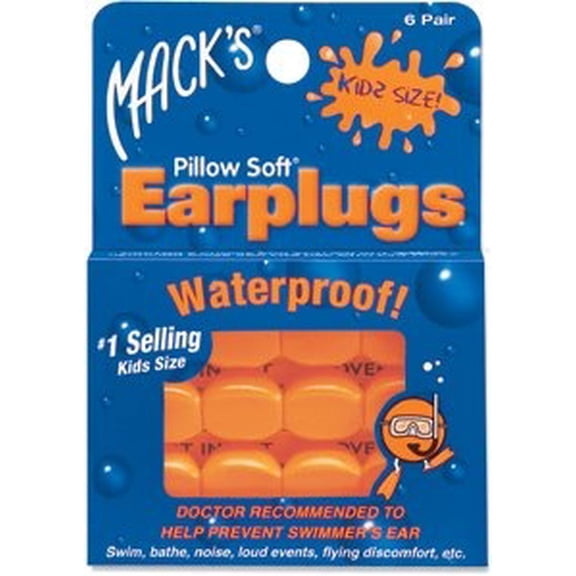 Macks Moldable Silicone Ear Plugs, Kids Size, 6 Pair (Pack of 6)