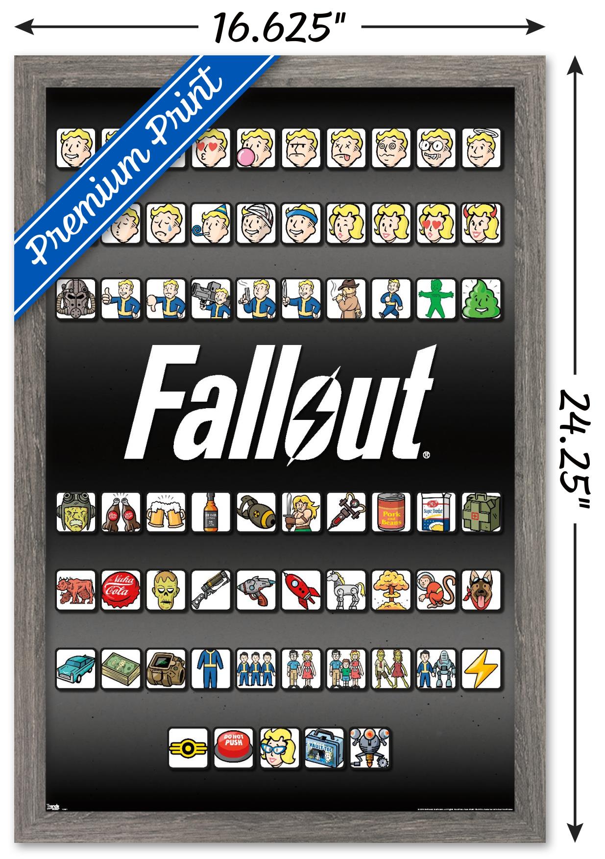 Fallout - Emojis Wall Poster, 14.725" x 22.375" Framed