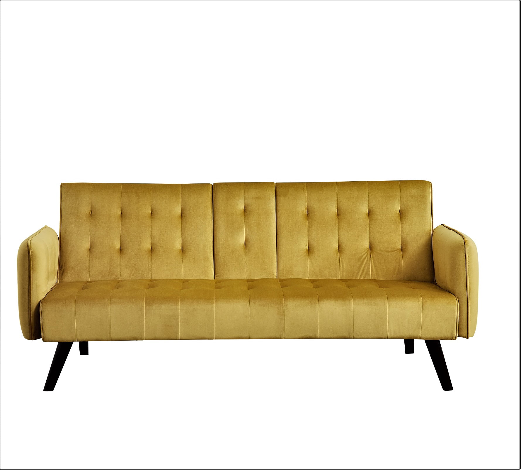 Uspridefurniture Beniamino 78'' Velvet Square Arm Twin Sleeper,Yellow