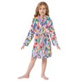 thumbnail image 6 of FORMRS Niños Bathrobe Unisex Hooded Robe Soft Plush Pajamas Sleepwear, Size 4-6T, Blue Colorful Circles, 6 of 7