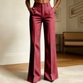 thumbnail image 4 of Women's Striped High Waist Pleated Flare Pants Dress Pants Slim Bootcut Suit Trousers Business Casual office Work Pants with Pockets Red, 4 of 7