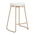 thumbnail image 3 of Set of Two White and Gold Modern Glam Geo Backless Counter Stools, 3 of 9