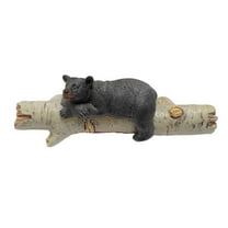 Drawer Pulls with Black Bear on Birch Wood Accents - Rustic Cabin Lodge Décor Cabinet Hardware (6 Pack)
