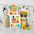 thumbnail image 2 of Visland Smooth Surface Hand-eye Coordination Wood Color Words Animal Shape 3D Puzzles for Kids, 2 of 8