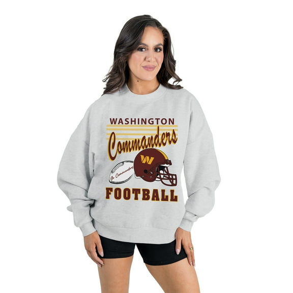 Women's Gameday Couture  Ash Washington Commanders Home Turf Oversized Premium Fleece Pullover Sweatshirt