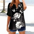 thumbnail image 2 of GERsome Short Sleeve T Shirts for Women Button V Neck Tops Casual Floral Tees Lightweight Soft Loose Fit Summer Shirts, Sizes S-2XL, 2 of 5