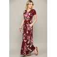 thumbnail image 5 of Made by Johnny Women's Short Sleeve Loose Plain Casual Long Maxi Dresses with Pockets S WINE_FLORAL, 5 of 6