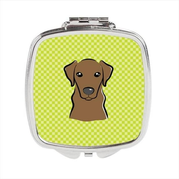Carolines Treasures  Checkerboard Lime Green Chocolate Labrador Compact Mirror- - 2.75 x 3 x .3 In.