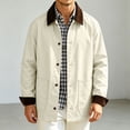 thumbnail image 5 of Mens Corduroy Chore Jacket Lightweight Contrast Point Collar Button Front Casual Coat with Patch Pockets Long Sleeve Fall Outerwear, 5 of 7