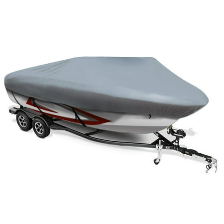- Leader Accessories 210D Polyester Grey Mooring Runabout Boat Cover Fit V-hull Tri-hull Fishing Ski Pro-style Bass Boats,Full Size