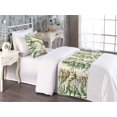 thumbnail image 2 of Woodland Bed Runner Set, Greenery Themed Repetitive Pattern of Woods Nature Concept Print Boho, Decorative Bedding Scarf & a Pillow Sham for Hotels Homes, Twin, Beige Emerald and Fawn, by Ambesonne, 2 of 3