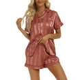 thumbnail image 2 of Hanerdun Women 2PCS Pajamas Set Female Satin Button-Down Nightwear Sleepwear Red S, 2 of 5