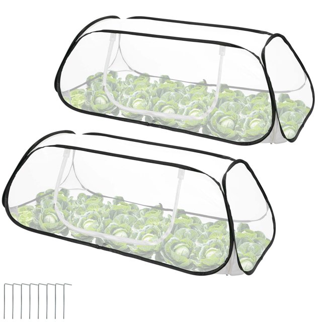 2Pcs Winter Garden Row Plants Covers - 45x22x16 Garden Raised Beds Vegetable Rows Covers - Cold-Proof Winter Pop Up Freeze Protection Accelerato