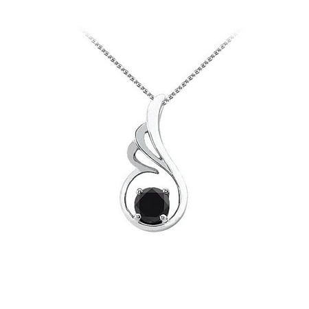 LoveBrightJewelry Conflict Free Black Diamond Pendant in 14K White Gold with Free Chain Best Design and Cool