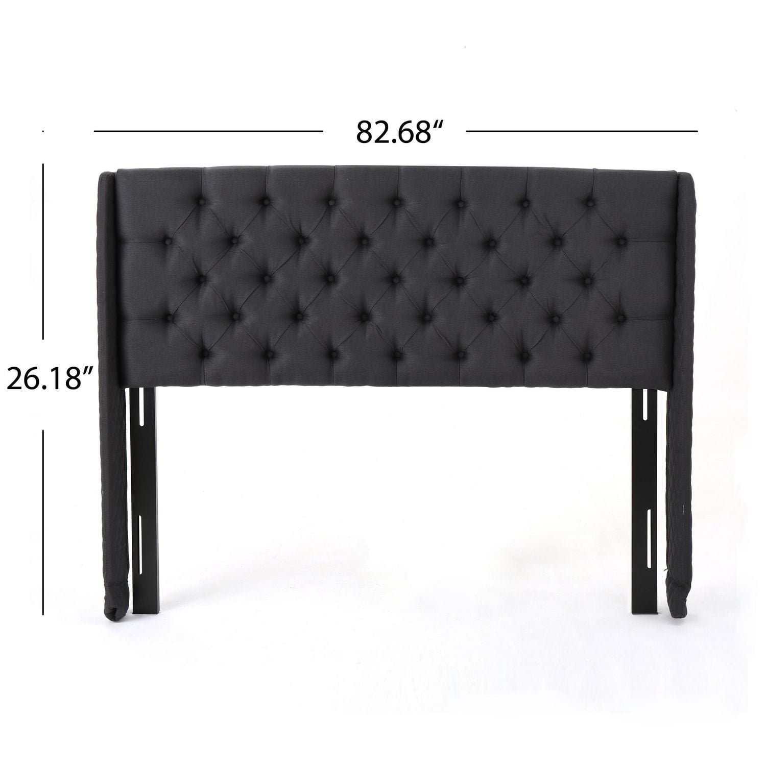 Tête de lit capitonnée à oreilles Lana en Tissu Charbon Foncé