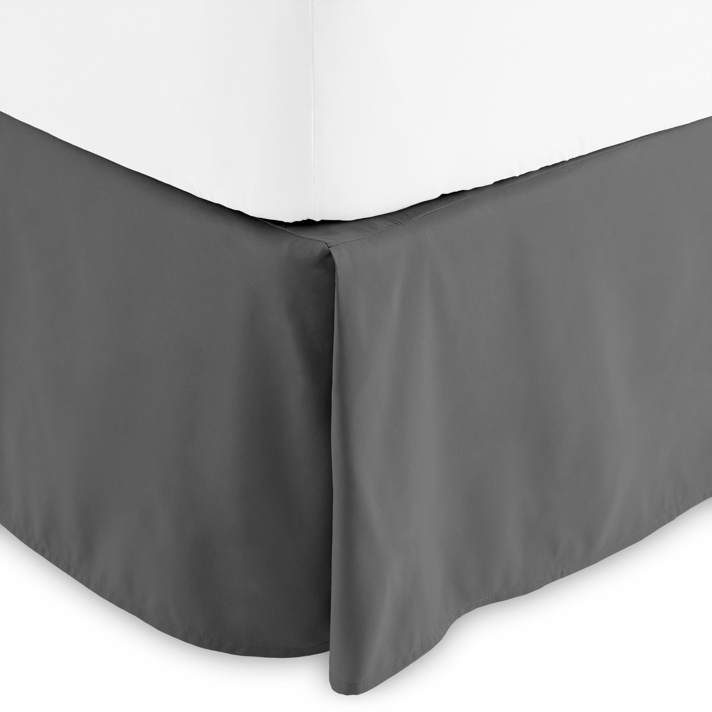 Dark Grey/Charcoal, Full Hotel Collection Bedskirt Bed Ruffle Solid Pleated Brushed Soft Microfiber Fabric Top 14 Drop New
