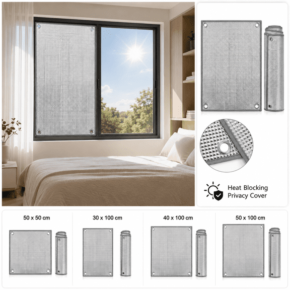 Infrared Blocking Window Film, Window Reflective Film Heat Blocking Cover, Thermal Window Film for Room Darkening, Reusable Privacy Window Shade for Home RV