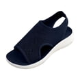 thumbnail image 6 of Rokment Womens Knit Mesh Athletic Orthopedic Slingback Sandals Open Toe Slip on Casual Wedge Shoes Breathable Comfortable Walking Sneakers Summer Black Size 9, 6 of 7